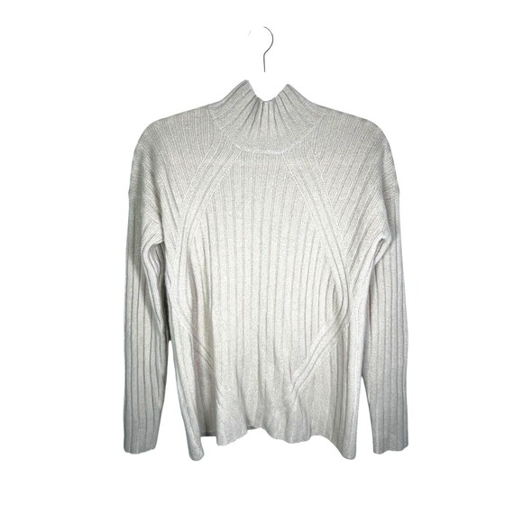 C by Bloomingdales Ribbed Mock Neck Women's Sweater Cashmere Size XS Neutral - Picture 2 of 10